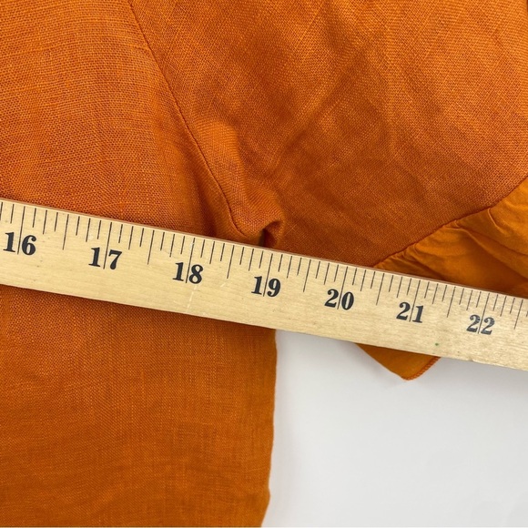 Terzo Millennio Blouse small 100% Linen Orange Italian Top Boho Ruffles - Picture 7 of 7